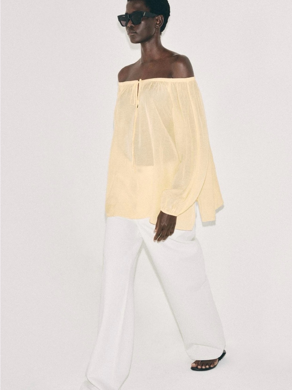 BNWT Zara ZW Collection Pastel Yellow Linen Blend Blouse